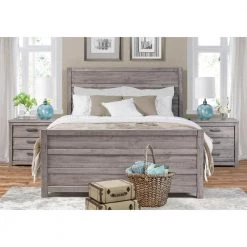 Carmel Antique Gray, Queen Size, Panel Headboard, Platform Bed by Camaflexi -Camaflexi Shop antique gray camaflexi platform beds cm304 31 1000