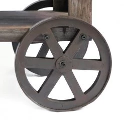 Industrial Wagon Style Small Rustic End Table with Storage Shelf and Wheels by Vintiquewise -Camaflexi Shop antique gray vintiquewise end side tables qi003638 s 1f 1000