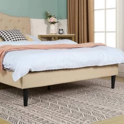 Bed Frame with Button, Beige Wood Frame Slat Support Easy Assembly Full Platform Bed Frame With Upholstered Headboard by VECELO 17 Bed Frame with Button, Beige Wood Frame Slat Support Easy Assembly Full Platform Bed Frame With Upholstered Headboard by VECELO -Camaflexi Shop beige vecelo platform beds khd btj rf04 bge 31 1000
