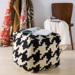 Onnoki Black Accent Pouf by Artistic Weavers