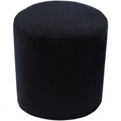 Burke Solid Black Wool Cylinder Accent Pouf by Artistic Weavers