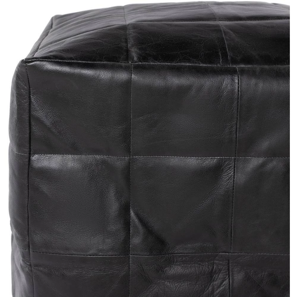 Lorryne Solid Black Leather Cube Accent Pouf by Artistic Weavers 5 Lorryne Solid Black Leather Cube Accent Pouf by Artistic Weavers - Image 3