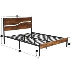 3-Piece Metal Bed Frame Bedroom Set 2-Black Nightstands with Drawer Queen Size Metal Platform Bed Frame with Headboard by VECELO -Camaflexi Shop black queen vecelo bedroom sets khd btj mbq03 rbn khd xf ns04 blk a2 1f 1000