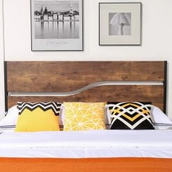 3-Piece Metal Bed Frame Bedroom Set 2-Black Nightstands with Drawer Queen Size Metal Platform Bed Frame with Headboard by VECELO -Camaflexi Shop black queen vecelo bedroom sets khd btj mbq03 rbn khd xf ns04 blk a2 fa 1000 1