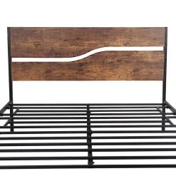 3-Piece Metal Bed Frame Bedroom Set 2-Black Nightstands with Drawer Queen Size Metal Platform Bed Frame with Headboard by VECELO -Camaflexi Shop black queen vecelo bedroom sets khd btj mbq03 rbn khd xf ns04 blk a2 fa 1000