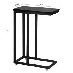 11 in. W Black C-Shaped End Side Couch Table, Wooden Snack Style for Living Room, Sofa, TV Tray (Set of 2) by VECELO 14 11 in. W Black C-Shaped End Side Couch Table, Wooden Snack Style for Living Room, Sofa, TV Tray (Set of 2) by VECELO -Camaflexi Shop black set of 2 vecelo c tables khd dc st01 black a2 1f 1000