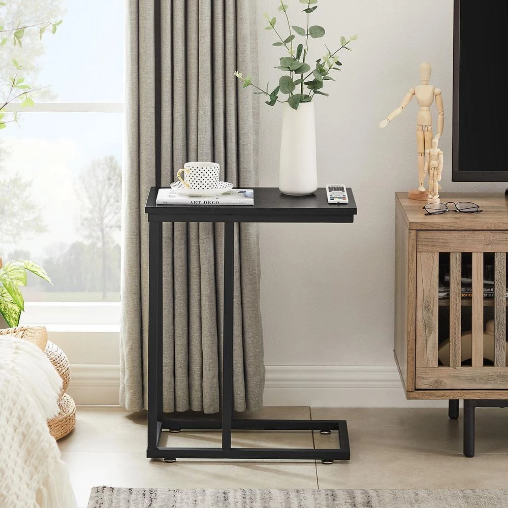 11 in. W Black C-Shaped End Side Couch Table, Wooden Snack Style for Living Room, Sofa, TV Tray (Set of 2) by VECELO 8 11 in. W Black C-Shaped End Side Couch Table, Wooden Snack Style for Living Room, Sofa, TV Tray (Set of 2) by VECELO - Image 6