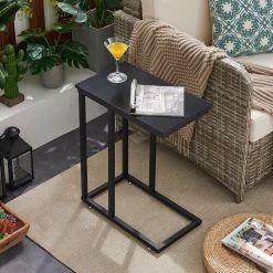 11 in. W Black C-Shaped End Side Couch Table, Wooden Snack Style for Living Room, Sofa, TV Tray (Set of 2) by VECELO 13 11 in. W Black C-Shaped End Side Couch Table, Wooden Snack Style for Living Room, Sofa, TV Tray (Set of 2) by VECELO -Camaflexi Shop black set of 2 vecelo c tables khd dc st01 black a2 4f 1000