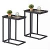 11 in. W Black C-Shaped End Side Couch Table, Wooden Snack Style for Living Room, Sofa, TV Tray (Set of 2) by VECELO -Camaflexi Shop black set of 2 vecelo c tables khd dc st01 black a2 64 1000