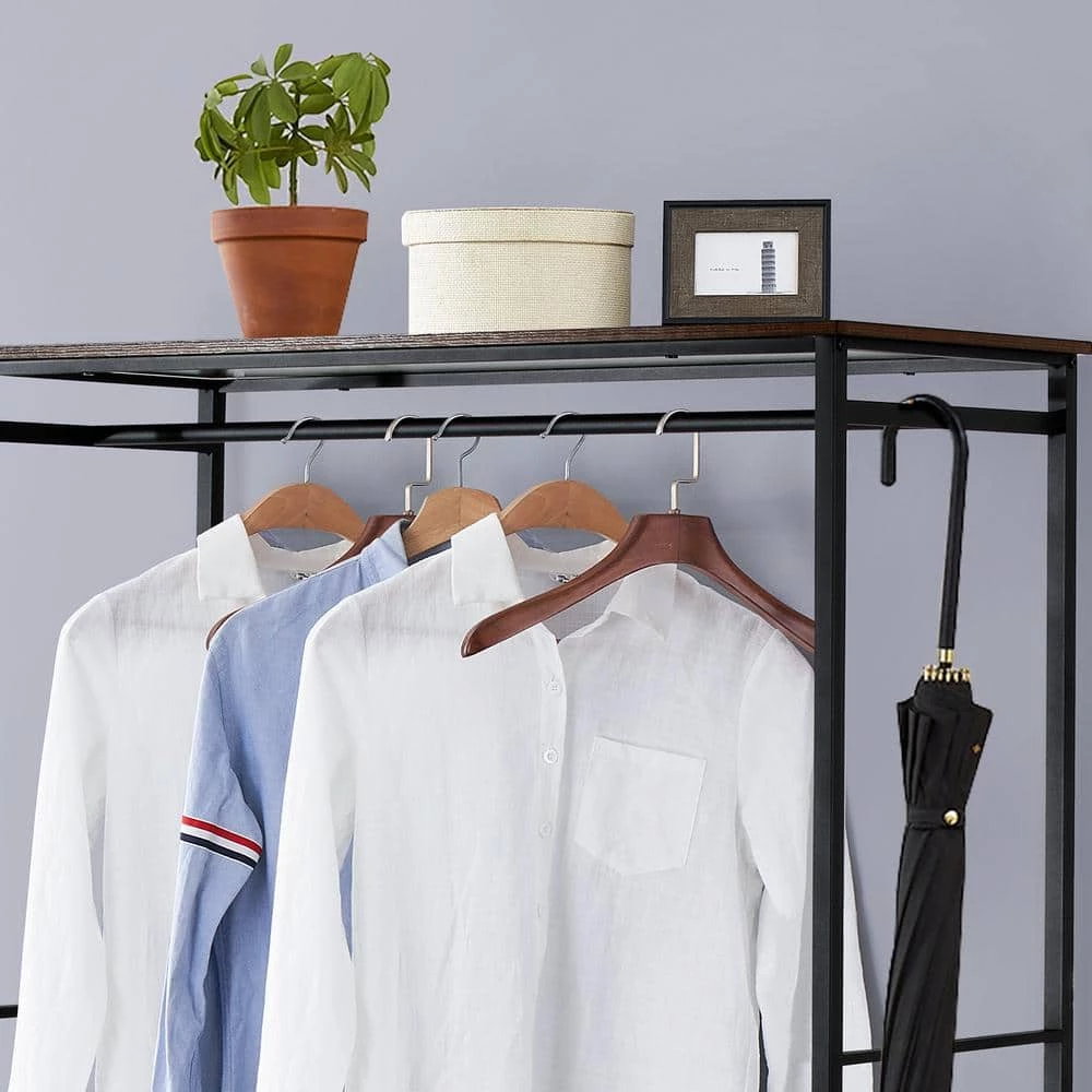 Garment Heavy-Duty Coat Rack Black Metal Freestanding 2 Storage Baskets for Bedroom, Cloakroom, Clothing Store, Etc. by VECELO 11 Garment Heavy-Duty Coat Rack Black Metal Freestanding 2 Storage Baskets for Bedroom, Cloakroom, Clothing Store, Etc. by VECELO - Image 9