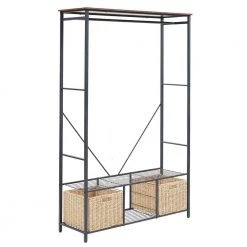 Garment Heavy-Duty Coat Rack Black Metal Freestanding 2 Storage Baskets for Bedroom, Cloakroom, Clothing Store, Etc. by VECELO