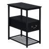 Black Side Table, 3-Tier Nightstand 1 Drawer, Narrow End Table Stable and Sturdy 20.5 in. L x 12.6 in. W x 23.6 in. H by VECELO