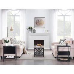 Black End Table, Narrow Chairside Table 2-Drawers and Open Storage Shelf, Nightstand 20.5 in. L x 11.8 in. W x 23.6 in. by VECELO 17 Black End Table, Narrow Chairside Table 2-Drawers and Open Storage Shelf, Nightstand 20.5 in. L x 11.8 in. W x 23.6 in. by VECELO -Camaflexi Shop black vecelo nightstands khd xf nt04 blk 31 1000