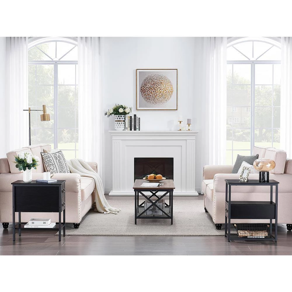 Black End Table, Narrow Chairside Table 2-Drawers and Open Storage Shelf, Nightstand 20.5 in. L x 11.8 in. W x 23.6 in. by VECELO 10 Black End Table, Narrow Chairside Table 2-Drawers and Open Storage Shelf, Nightstand 20.5 in. L x 11.8 in. W x 23.6 in. by VECELO - Image 8