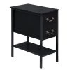 Black End Table, Narrow Chairside Table 2-Drawers and Open Storage Shelf, Nightstand 20.5 in. L x 11.8 in. W x 23.6 in. by VECELO