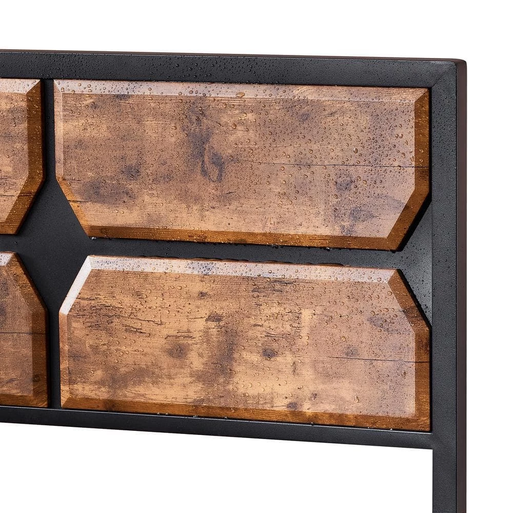 Full Size Bed Frame with Wooden Headboard, Heavy-Duty Platform Bed with Strong Metal Slat Support, 53.5 in. W, Brown by VECELO 10 Full Size Bed Frame with Wooden Headboard, Heavy-Duty Platform Bed with Strong Metal Slat Support, 53.5 in. W, Brown by VECELO - Image 8