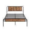 Full size Bed Frame with Industrial Wooden Headboard, High Metal Platform Bed, No Box Spring Needed, 56"W，Brown by VECELO -Camaflexi Shop black vecelo platform beds khd btj mbf07 rbn 64 1000