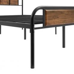 Full size Bed Frame with Industrial Wooden Headboard, High Metal Platform Bed, No Box Spring Needed, 56"W，Brown by VECELO -Camaflexi Shop black vecelo platform beds khd btj mbf07 rbn fa 1000