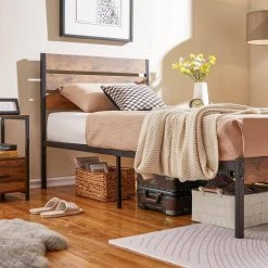 12 in. Full Size Metal Platform Bed Frame with Wooden Headboard and Footboard Non-Slip without Noise by VECELO 16 12 in. Full Size Metal Platform Bed Frame with Wooden Headboard and Footboard Non-Slip without Noise by VECELO -Camaflexi Shop black vecelo platform beds khd btj mbt02 rbn 31 1000