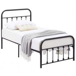 Twin Size Bed Frame with Headboard, Heavy Duty Platform Bed Frame, No Box Spring Needed, 40"W, Black by VECELO -Camaflexi Shop black vecelo platform beds khd btj mbt08 blk 31 1000