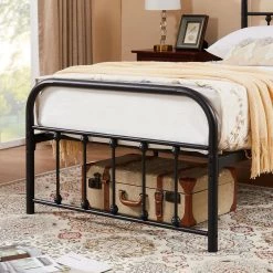 Twin Size Bed Frame with Headboard, Heavy Duty Platform Bed Frame, No Box Spring Needed, 40"W, Black by VECELO -Camaflexi Shop black vecelo platform beds khd btj mbt08 blk 76 1000