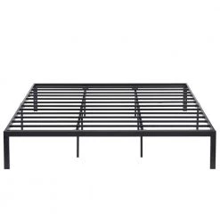 King Bed Frames No Box Spring Needed, Heavy Duty Metal Platform with Steel Slat, Easy Assembly, 76 in. W, Black, 12 Legs by VECELO