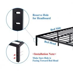 King Bed Frames No Box Spring Needed, Heavy Duty Metal Platform with Steel Slat, Easy Assembly, 76 in. W, Black, 12 Legs by VECELO -Camaflexi Shop black vecelo platform beds khd lt k04 76 1000
