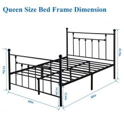 60 in. W Black Queen Size Bed Frame, Heavy Duty Metal Platform, Premium Steel Slat With Headboard and Footboard by VECELO -Camaflexi Shop black vecelo platform beds khd lt q01 4f 1000