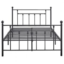 60 in. W Black Queen Size Bed Frame, Heavy Duty Metal Platform, Premium Steel Slat With Headboard and Footboard by VECELO