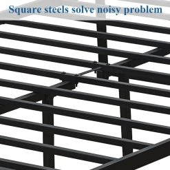 Twin Bed Frame with Headboard Heavy Duty Metal Platform Premium Steel Slat Noise Free Iron-Art Bed Frame 39 in. W Black by VECELO -Camaflexi Shop black vecelo platform beds khd lt t01 1d 1000