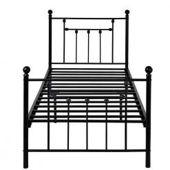 Twin Bed Frame with Headboard Heavy Duty Metal Platform Premium Steel Slat Noise Free Iron-Art Bed Frame 39 in. W Black by VECELO