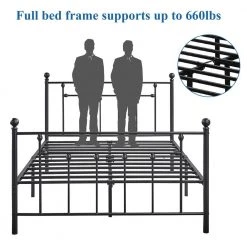 Twin Bed Frame with Headboard Heavy Duty Metal Platform Premium Steel Slat Noise Free Iron-Art Bed Frame 39 in. W Black by VECELO -Camaflexi Shop black vecelo platform beds khd lt t01 a0 1000