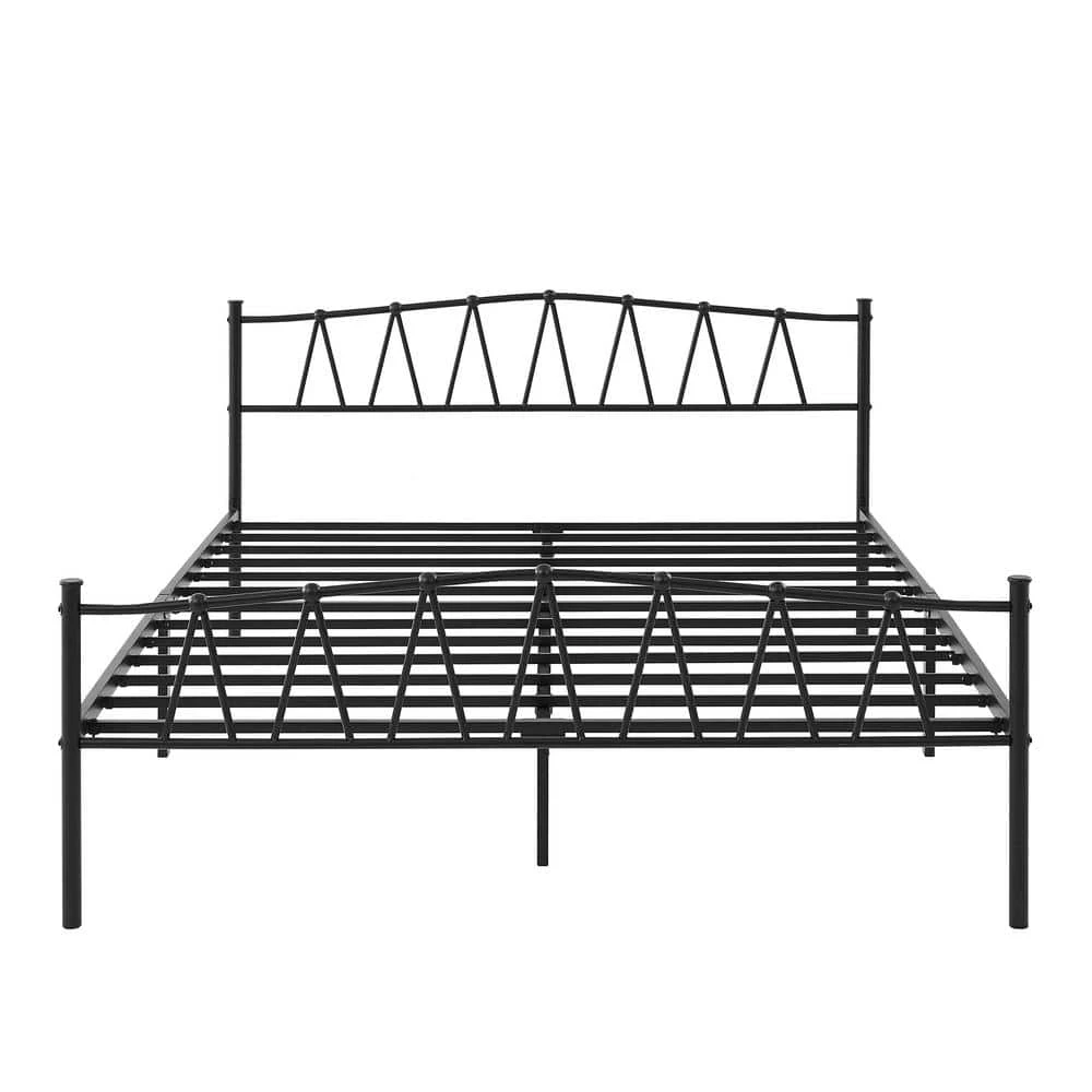 Bed Frame With Storage, Black Metal Frame, 60.2 in. W, Queen Size Platform Bed with Decorative Headboard & Footboard by VECELO 3 Bed Frame With Storage, Black Metal Frame, 60.2 in. W, Queen Size Platform Bed with Decorative Headboard & Footboard by VECELO