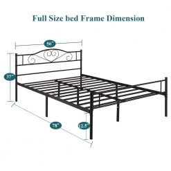Metal Full size Bed Frame with Headbord, No Box Spring Needed, 56"W, Heavy Duty Steel Support for Teens Adults, Black by VECELO -Camaflexi Shop black vecelo platform beds khd yt f11 4f 1000