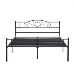 Metal Full size Bed Frame with Headbord, No Box Spring Needed, 56"W, Heavy Duty Steel Support for Teens Adults, Black by VECELO