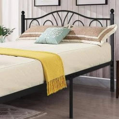 Black Full Size Metal Platform Bed Frame 54 in. W Mattress Foundation with Deluxe Headboard and Footboard by VECELO 16 Black Full Size Metal Platform Bed Frame 54 in. W Mattress Foundation with Deluxe Headboard and Footboard by VECELO -Camaflexi Shop black vecelo platform beds khd yt f18 44 1000