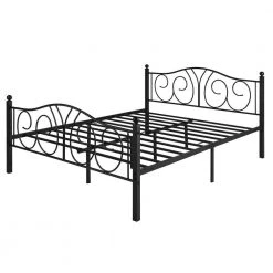 Black Full Size Metal Platform Bed Frame 54 in. W Mattress Foundation with Deluxe Headboard and Footboard by VECELO 18 Black Full Size Metal Platform Bed Frame 54 in. W Mattress Foundation with Deluxe Headboard and Footboard by VECELO -Camaflexi Shop black vecelo platform beds khd yt f18 d4 1000
