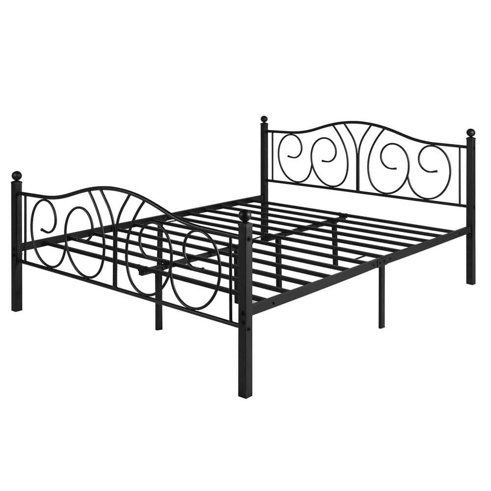 Black Full Size Metal Platform Bed Frame 54 in. W Mattress Foundation with Deluxe Headboard and Footboard by VECELO 10 Black Full Size Metal Platform Bed Frame 54 in. W Mattress Foundation with Deluxe Headboard and Footboard by VECELO - Image 8
