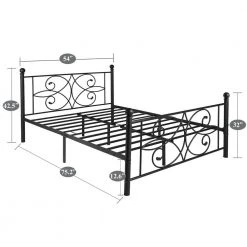 54 in. Black Metal Bed Frame Full Size With Headboards Steel Platform Bed for Kids Box Spring Replacement by VECELO 14 54 in. Black Metal Bed Frame Full Size With Headboards Steel Platform Bed for Kids Box Spring Replacement by VECELO -Camaflexi Shop black vecelo platform beds khd yt f19 1f 1000
