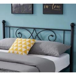 54 in. Black Metal Bed Frame Full Size With Headboards Steel Platform Bed for Kids Box Spring Replacement by VECELO 17 54 in. Black Metal Bed Frame Full Size With Headboards Steel Platform Bed for Kids Box Spring Replacement by VECELO -Camaflexi Shop black vecelo platform beds khd yt f19 31 1000