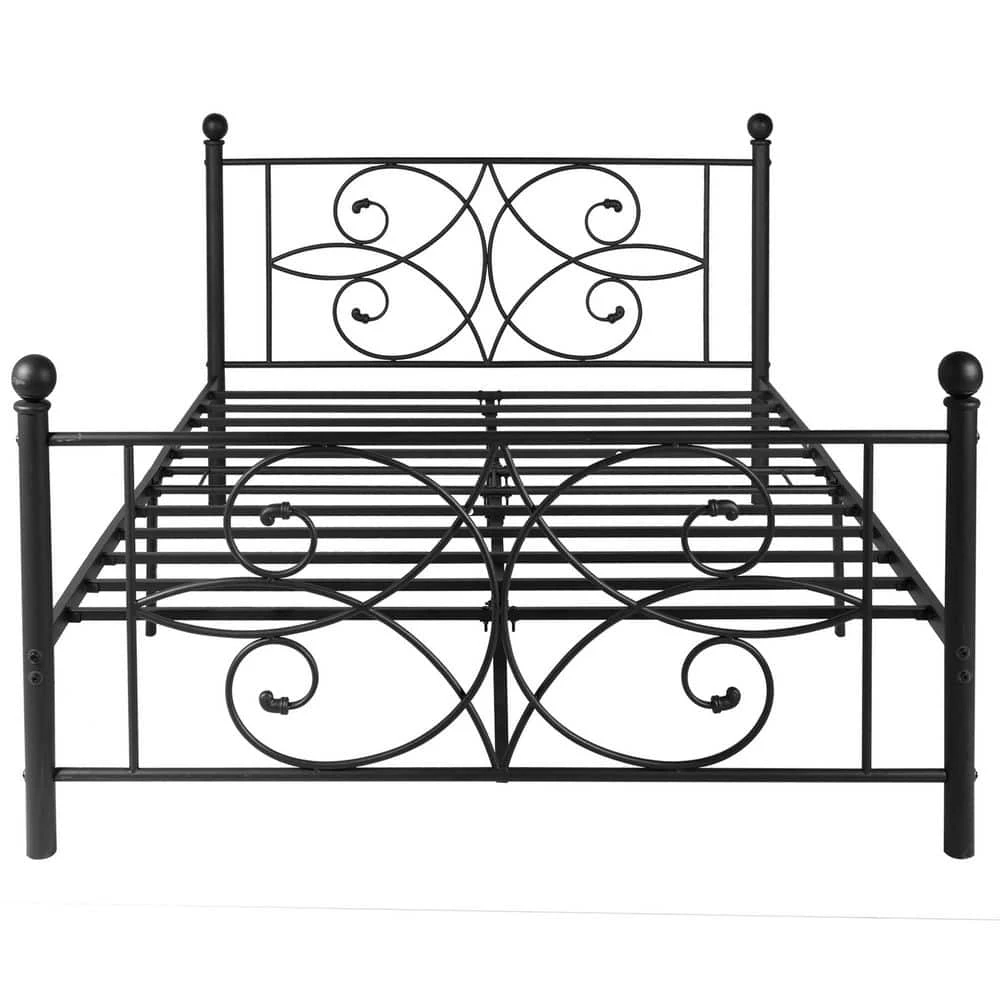 54 in. Black Metal Bed Frame Full Size With Headboards Steel Platform Bed for Kids Box Spring Replacement by VECELO 3 54 in. Black Metal Bed Frame Full Size With Headboards Steel Platform Bed for Kids Box Spring Replacement by VECELO