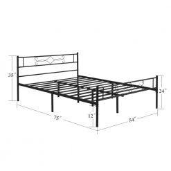 Bed Frame with Headboards, Black Heavy-Duty Frame 54 in. W Full Metal With 10 Support Legs Platform Bed Frame by VECELO 14 Bed Frame with Headboards, Black Heavy-Duty Frame 54 in. W Full Metal With 10 Support Legs Platform Bed Frame by VECELO -Camaflexi Shop black vecelo platform beds khd yt f28 1f 1000