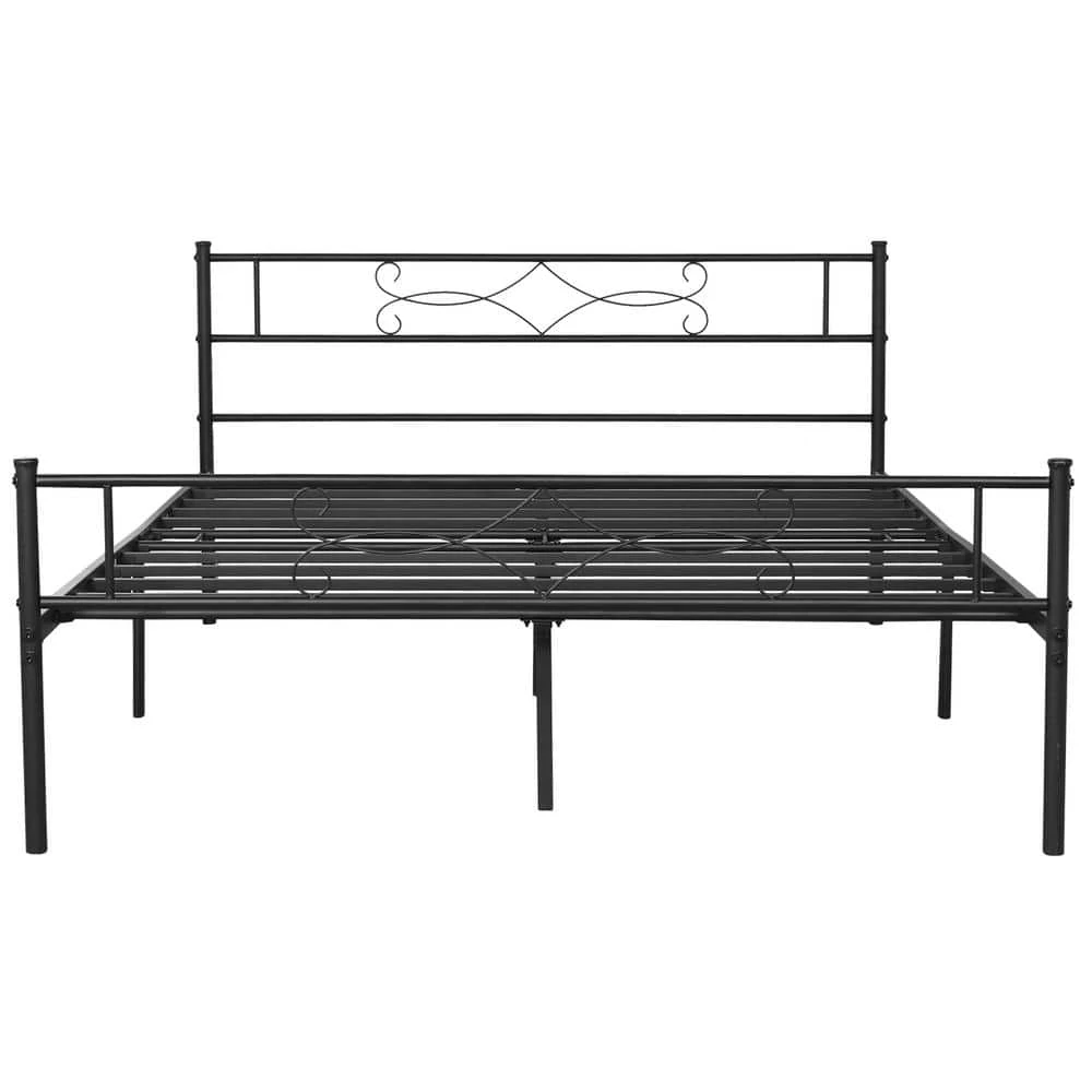 Bed Frame with Headboards, Black Heavy-Duty Frame 54 in. W Full Metal With 10 Support Legs Platform Bed Frame by VECELO 3 Bed Frame with Headboards, Black Heavy-Duty Frame 54 in. W Full Metal With 10 Support Legs Platform Bed Frame by VECELO