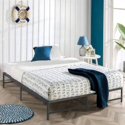 King size Bed Frame, 77.5 " W， Metal Platform Bed Frames No Box Spring Needed, Heavy Duty Steel Slat Support, Black by VECELO -Camaflexi Shop black vecelo platform beds khd yt k09 31 1000