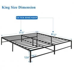 King size Bed Frame, 77.5 " W， Metal Platform Bed Frames No Box Spring Needed, Heavy Duty Steel Slat Support, Black by VECELO -Camaflexi Shop black vecelo platform beds khd yt k09 4f 1000