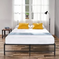 King size Bed Frame, 77.5 " W， Metal Platform Bed Frames No Box Spring Needed, Heavy Duty Steel Slat Support, Black by VECELO -Camaflexi Shop black vecelo platform beds khd yt k09 d4 1000