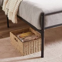 Queen Size Metal Bed Frame 60 in. W Metal Platform Bed Headboard and Footboard Metal Slat Support Black Bed Frames by VECELO -Camaflexi Shop black vecelo platform beds khd yt q08 44 1000