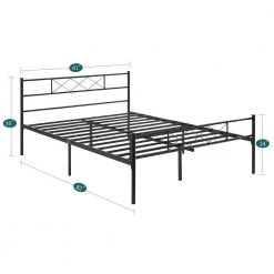 Queen Size Metal Bed Frame 60 in. W Metal Platform Bed Headboard and Footboard Metal Slat Support Black Bed Frames by VECELO -Camaflexi Shop black vecelo platform beds khd yt q08 4f 1000