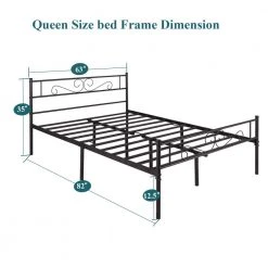 Queen Size Bed Frame with Headboard and Footboard, No Box Spring Needed Heavy Duty Metal Platform, Black, 63" W by VECELO -Camaflexi Shop black vecelo platform beds khd yt q10 44 1000