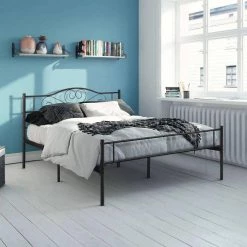 63 in. W Industrial Black Finish Queen/Full/Twin Metal Bedframe with Headboard and Footboard by VECELO -Camaflexi Shop black vecelo platform beds khd yt q11 31 1000